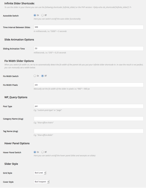 Infinite Slider Admin