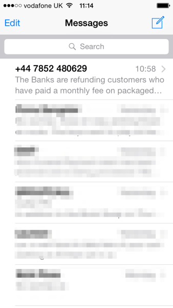 iPhone - Messages Screen