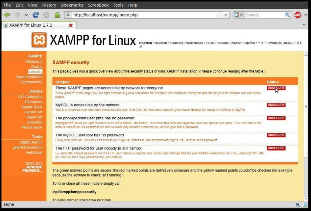 Web server not secure.