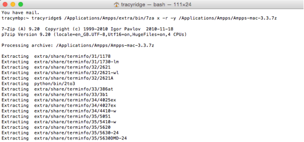 Mac Terminal - Ampps Update Complete