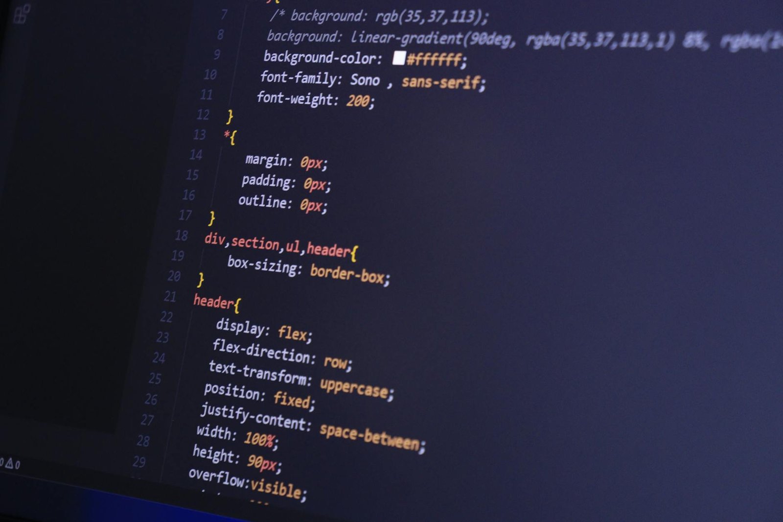 code on computer screen