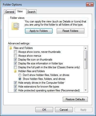 Enable Hidden Files
