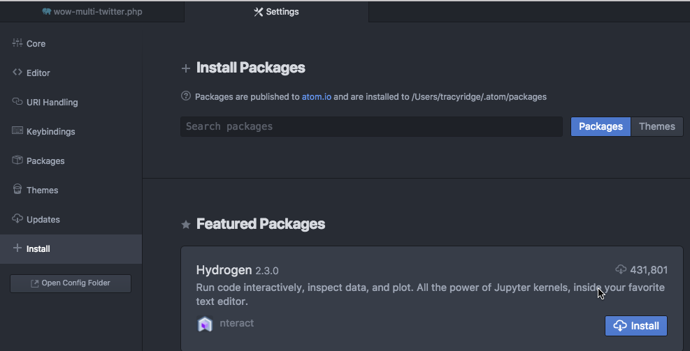 Install Package Menu