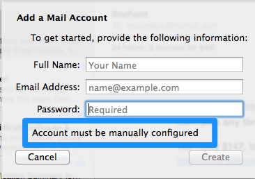 Account Manual Configuration