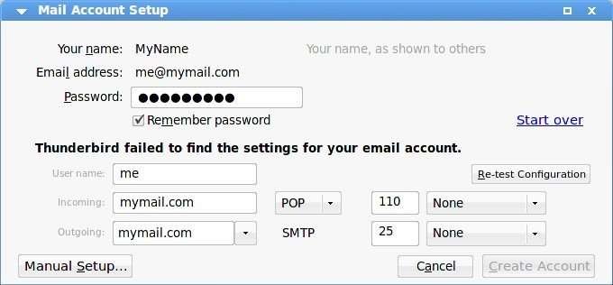 Thunderbird email setup