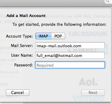 Incoming Server Settings