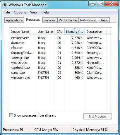 Windows 7 Task Manager Windows 7 Task Manager
