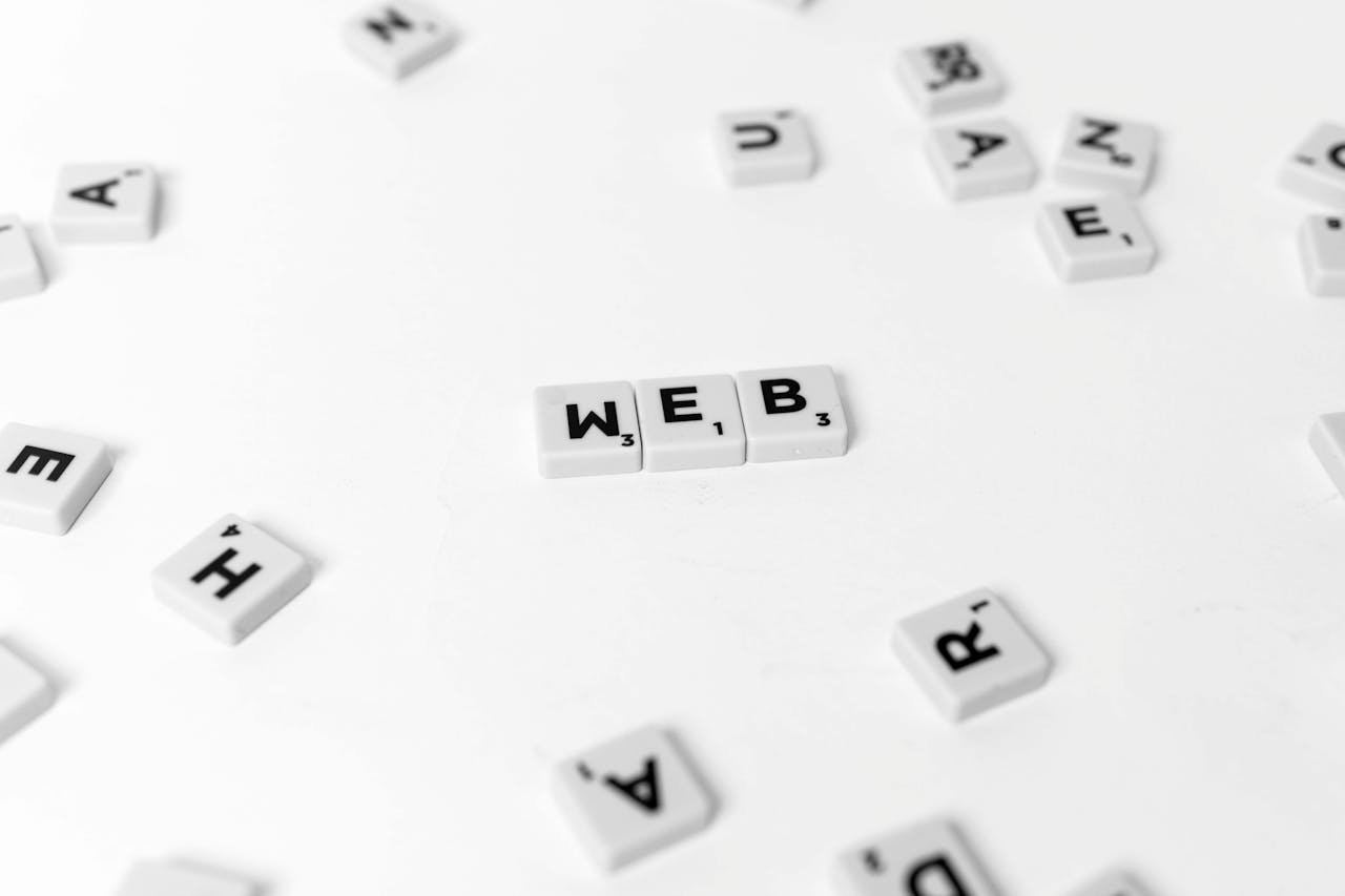 Scrabble tiles spelling out the word web