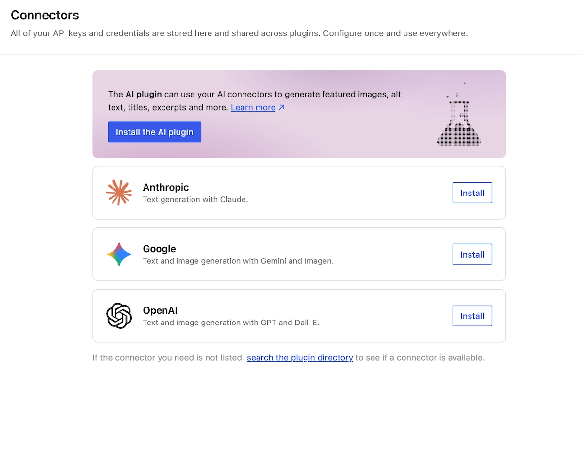 WordPress 7.0 AI Connectors