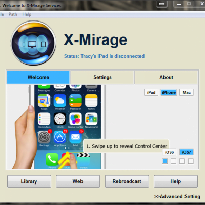 X-Mirage Welcome Screen